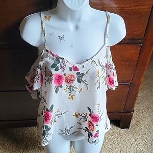 Large Shein floral cold shoulder top